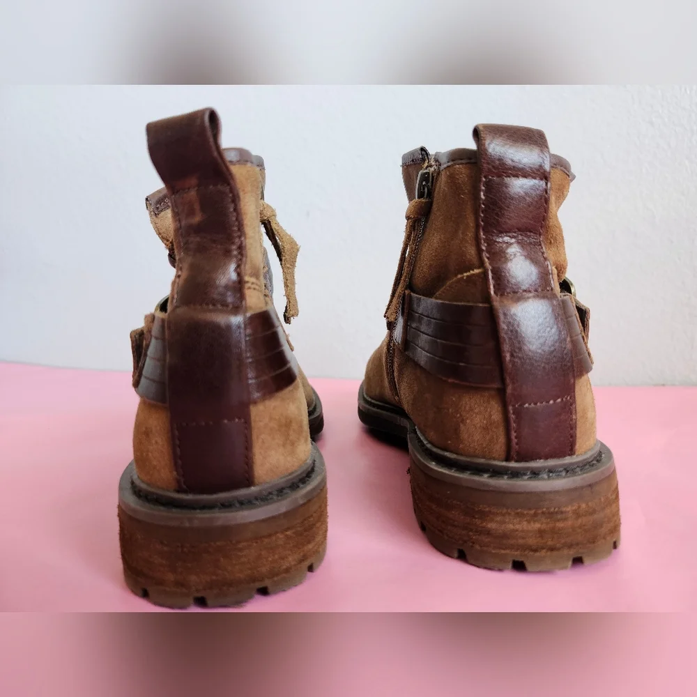 6.5 Sofft Women's Lavina belted buckle zip ankle bootie in Siena brown suede... - Picture 4 of 9